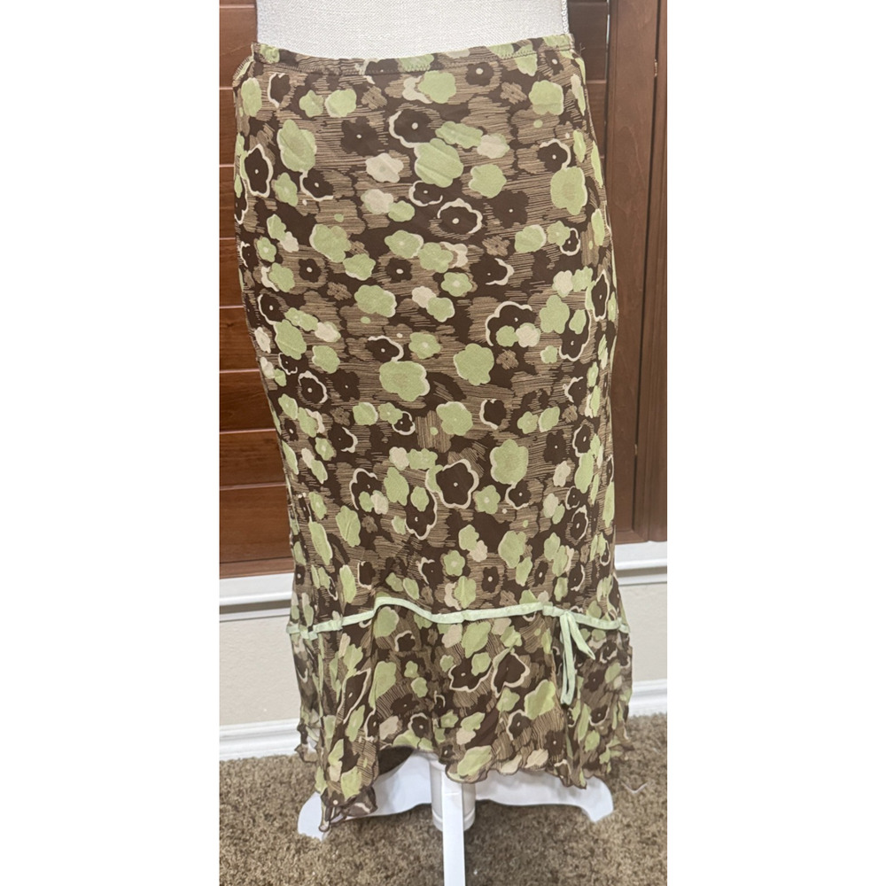 Vtg 90s Allison Taylor 100% Silk Midi Skirt Size L Whimsy Fairy Cottage Ethereal